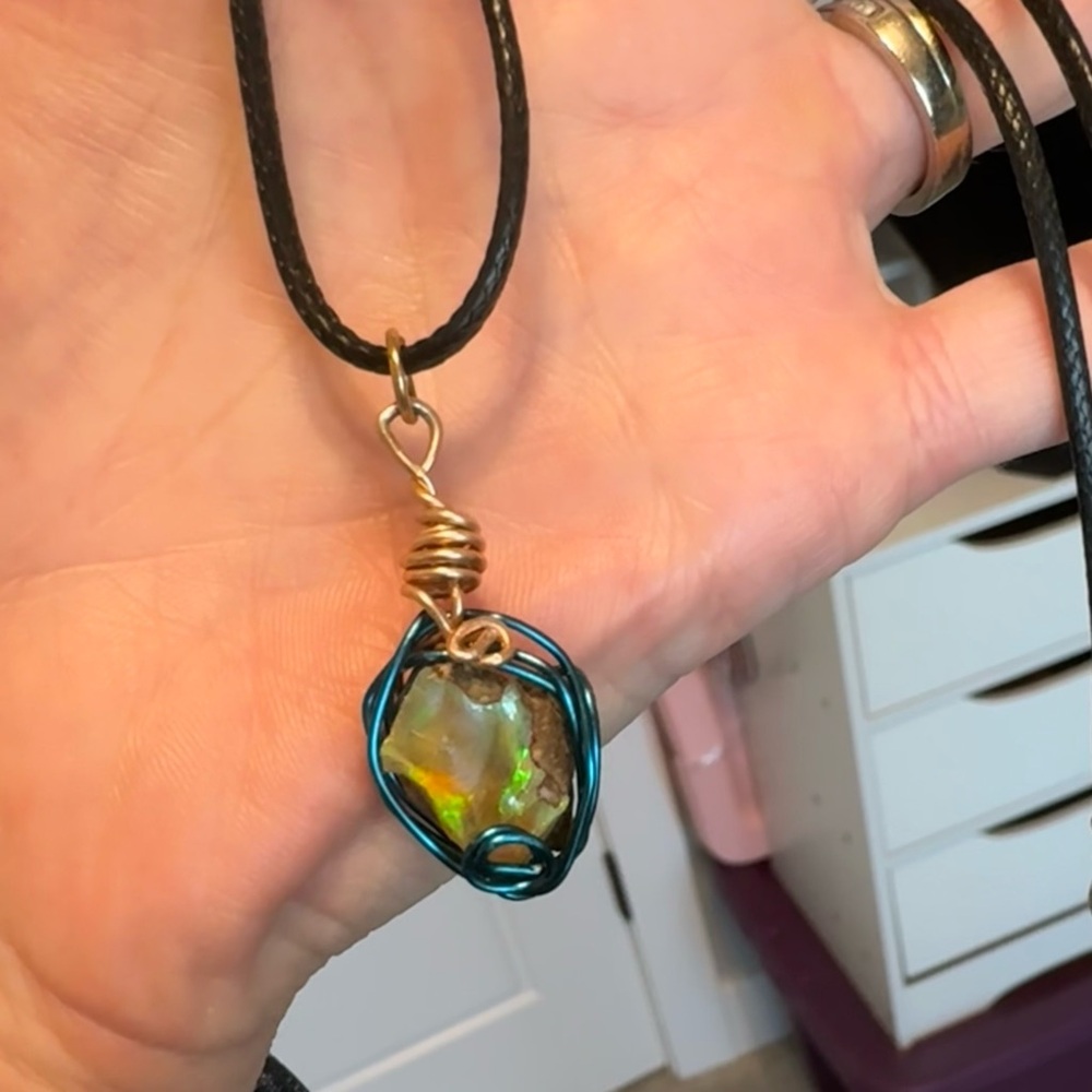 Colorful Rough Opal Necklace - Picture 4 of 9